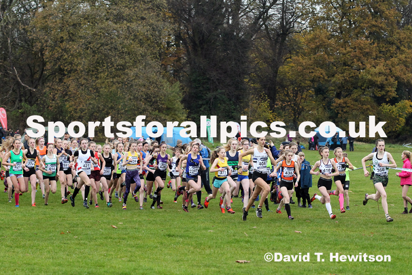 Girls under-15s, 2019 European Cross Country Trials and British Cross Challenge, Sefton Park, Liverpool.  Photo: David T. Hewitson/Sports for All Pics